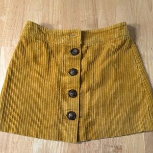 Mustard Corduroy Button-Front Skirt